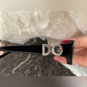 Dolce & Gabbana Black Glasses with Crystal DG Logo Temples